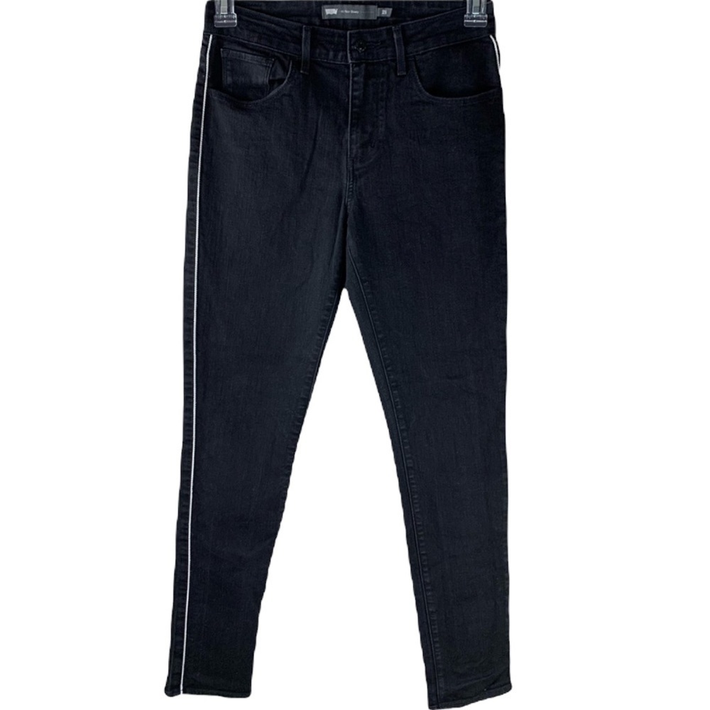 Black Levi’s Hi Rise Skinny with Contrast White Stripe on Sides of Leg